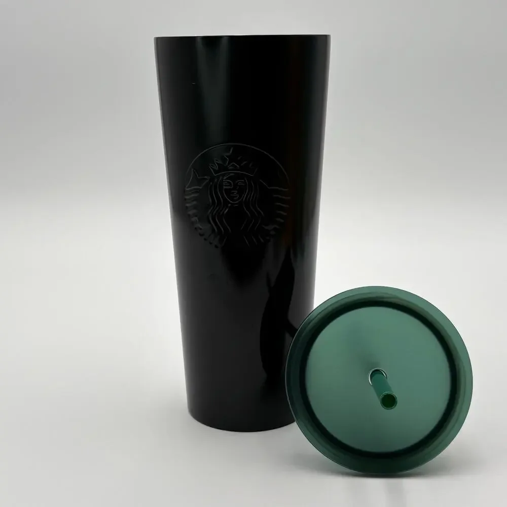 Starbucks 2020 Holiday Dark Green Black Gradient Matte Venti Tumbler 24oz